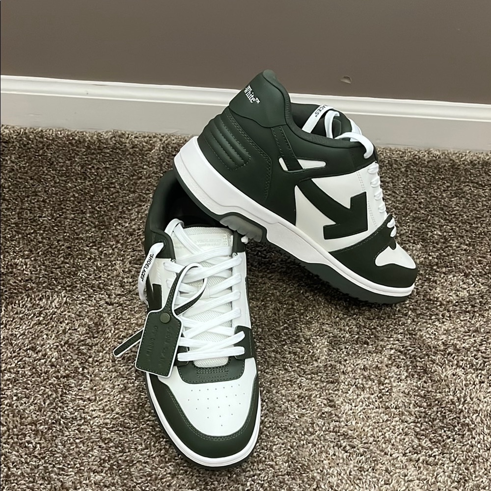 Off-White Green and White Sneakers High-Top Style